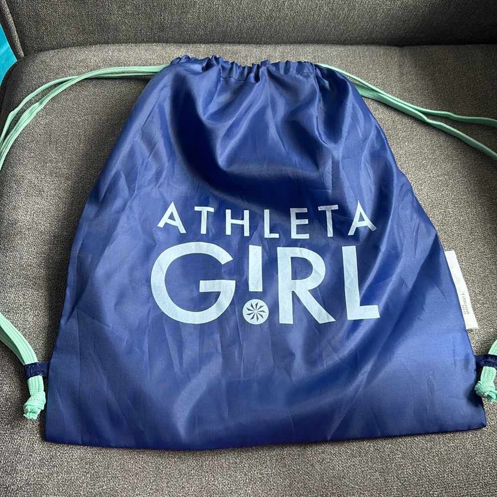 ATHLETA GIRL: Blue/White Cinch Sack Drawstring Bag/Backpack